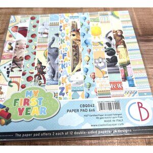 My First Year 6x6 Paper Pad 24 Double-Sided Sheets Baby-Themed Designs CBQ042